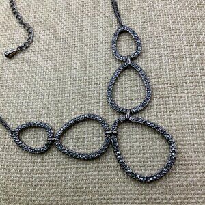 Lia Sophia Black Ice Hematite Cut Crystal Accent Multi Chain Necklace